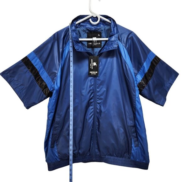 Short Sleeve Mens size XL Full Zip Jacket Blue Black Golf Windbreaker NEW - Picture 3 of 13